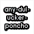 six pixelated images showing people in various poses and settings with text reading 'any-dul-ucker-poncho' on the top-left