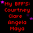 Red text lists names on black background with purple stars, static image.