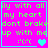 Pixelated text on bright pink background with cyan border; four heart symbols in bottom-right corner across frames.