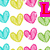 Four distinct heart-themed visual elements arranged in a , each with unique background and text styling