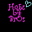Pixelated pink text 'HoFs Lys Bros' on black background with cyan heart symbol above right side.