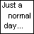 nine pixelated images showing text and objects including 'Just a normal day...', Z's, burgers, a walking figure, and a blue icon with white shapes