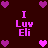 A 4-frame animated contact sheet showing a repeating pattern of pink text and heart icons on a dark red background, with each frame displaying the same static composition.