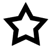 Six black-outlined white stars arranged in a with one star partially cropped at bottom-left, all static