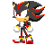 Pixel art character with black and red spiky hair, white gloves, red shoes, and a red-and-black outfit in multiple poses including standing, running, and blurred motion.