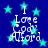 Blue background with scattered cyan stars and white text reading "I Love Cody Afford" in pixelated font.