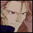 Pixelated anime-style character face with red eyes and brown hair on left, next to black background with white pixelated text "Anime IM" above smaller "com" on right.