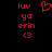 Red pixelated text and symbols on black background, with a red heart symbol above the text.