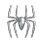 A grayscale spider-shaped icon with eight legs and a segmented body, displayed in four showing progressive simplification of the design