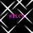 Black background with white geometric lines forming a pattern, four instances of pink text 'KELCY' positioned at corners