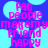 Pixelated text in bright pink on blue background with light blue circular shapes, reading 'P96 people make my friend happy' in stacked lines.