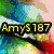 Animated icon with candy background and text overlays showing partial phrases like "AmyS187" and "And myC17".