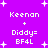 Purple background with white pixelated text and stars, displaying 'Keenan + Diddy= BF4L' in four repeated sections.