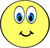 Static yellow smiley face icon with blue eyes and black outline on white background.