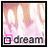 Two side-by-side animated frames of a buddy icon featuring pink hair and the word 'dream' with varying text color.