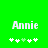 Green background with white text 'Annie' and five white plus signs below, one of which is light green in the left view.