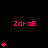 Pixelated pink text 'ZaraB' appears above multiple vertical stacks of pink heart icons on a black background with gray corner.