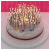 Pixelated birthday cake on a plate with pink background and white text reading 'Happy Birthday To Me' in blocky font.