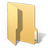 A pixelated yellow folder icon with a slightly open flap, showing internal shadow and a small blue-and-white tab on the right edge against a gray background.