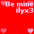Red background with repeated pink heart symbols and white text reading "Be mine ilyx3" in pixelated font.