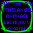 Four identical green-outlined squares on black background display blue text listing names.