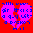 Red background with two overlapping pink hearts and blue pixelated text reading "with every girl theres a guy with a broken heart".