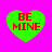 Four green heart shapes with red text "BE MINE" on a bright pink background, arranged in a
