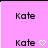 Two identical pink square images display "Kate" text with a white heart symbol, one showing the heart as solid and the other as outlined.