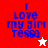 Four pixelated display "I LOVE MY GIM TESSA" text with star symbols; red, pink, white, and coral backgrounds alternate between frames