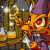 Animated contact sheet of a pixelated orange Draik character in wizard attire holding a golden key, set against a wooden background with glowing bottles and barrels.