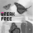 identical grayscale icons showing a person with dark hair and glasses, each labeled 'BREAK FREE' in pixelated text below