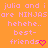 Pixelated orange background with repeated pink text and heart symbols arranged in a pattern