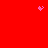 Red background with three pink pixel clusters: one heart-shaped at top center, one small scattered group at top right, and a larger scattered cluster in the lower middle.