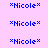 identical blue text icons reading "*Nicole*" on a light purple background, with some highlighted in yellow