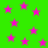 Green background with scattered pink stars, no visible text or motion.