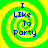 Four identical spiral-patterned icons display blue text reading "I LIKE TO PARTY" on a green and yellow background.
