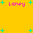Yellow background with pink text "Laney" and cyan plus signs scattered across the image.