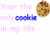 Pixelated cookie icon with text 'Your the only cookie in my life' where 'cookie' changes color across frames.