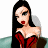 Pixelated cartoon woman in red dress with green text logo on dark background, displayed as contact sheet frame.