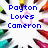 Blue pixelated text reads 'Payton Loves Cameron' and 'Cameron Loves Payton' over a background of colorful pens, with 'Gosh So Much Love!' below.