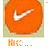 A circular orange icon with a white checkmark symbol, set against a light green background and pixelated text below.