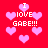 Red background with pink heart shapes and white text reading "I LOVE GABE!!!" in pixelated font, repeated across the image.