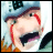 Pixelated cartoon character with light skin, red cheeks, dark mustache, and blue cap against a blurred background.
