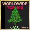 Animated icon shows a green tree with roots, text "WORLDWIDE TOP 100" at top, and "Altair" at bottom, with changing middle text.