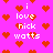 Pixelated pink background with red hearts and white text reading 'i love nick watts' in multiple arrangements.