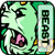 Pixelated green and white cartoon icon with a stylized character holding pink objects, vertical text on the right side, and yellow accents.