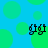 Blue background with green circles and four instances of the text 'gig' in black pixelated font.