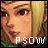 Pixelated character face with blonde hair and green clothing, showing text variations below the face.