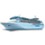 Pixelated static image of a light blue and dark blue ship with a small dark rectangular window on its side, viewed from a side angle against a white background.