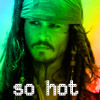 A static image of a person with long dark hair and a bandana, wearing a dark jacket, with a green and yellow gradient background and pixelated text reading 'so hot' at the bottom.